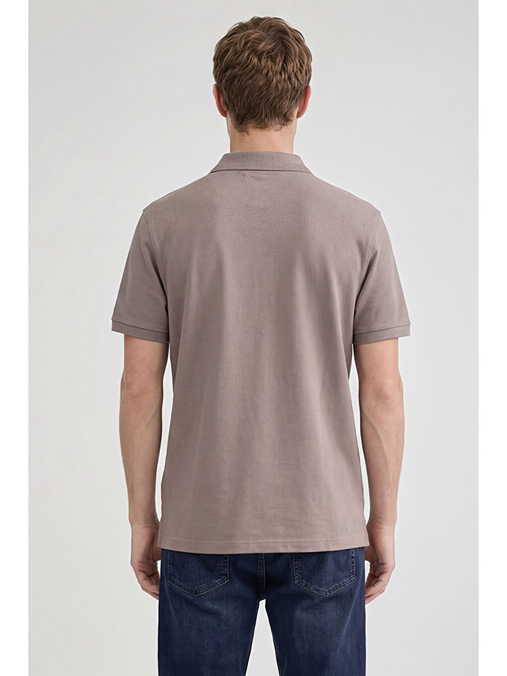 Bej Regular Fit Normal Kesim Polo Yaka %100 Pamuk Bordo Tişört-4