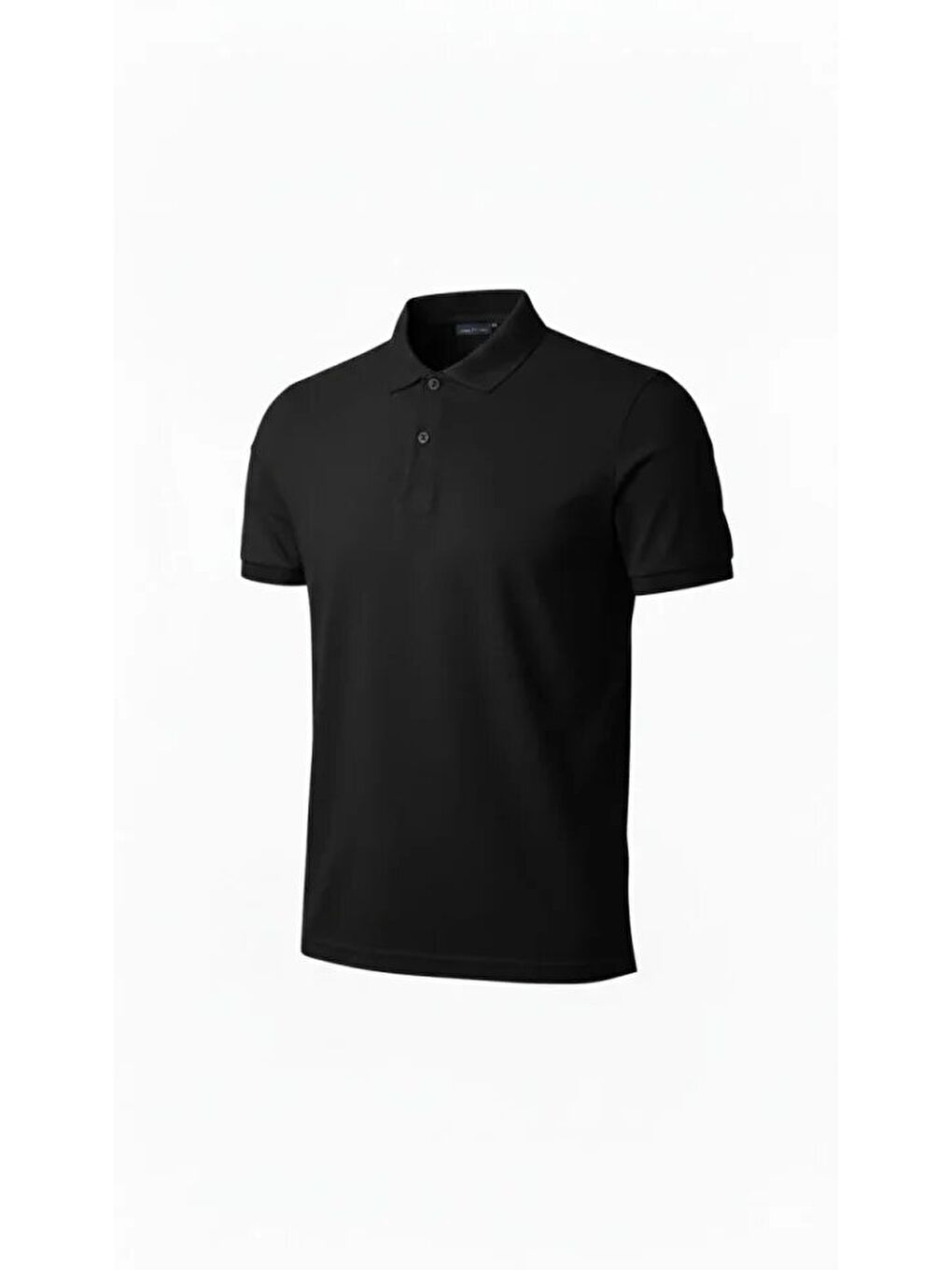 Siyah Erkek Pike Kumaş Düğmeli Yaka Regular Fit Günlük Kısa Kol Tişört