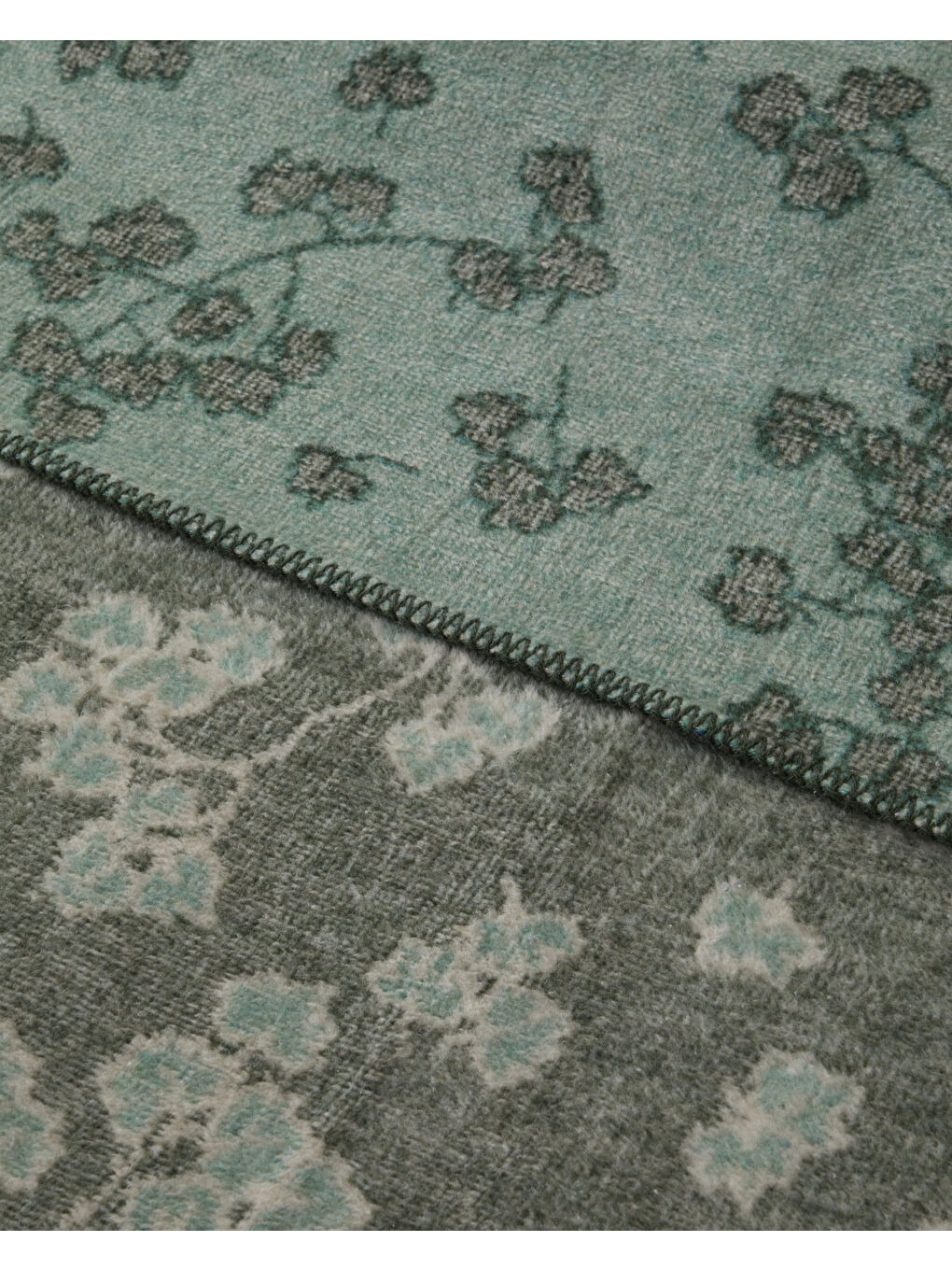 Retro Leaf Pamuklu Çift Kişilik Battaniye 200x220 cm Haki-2