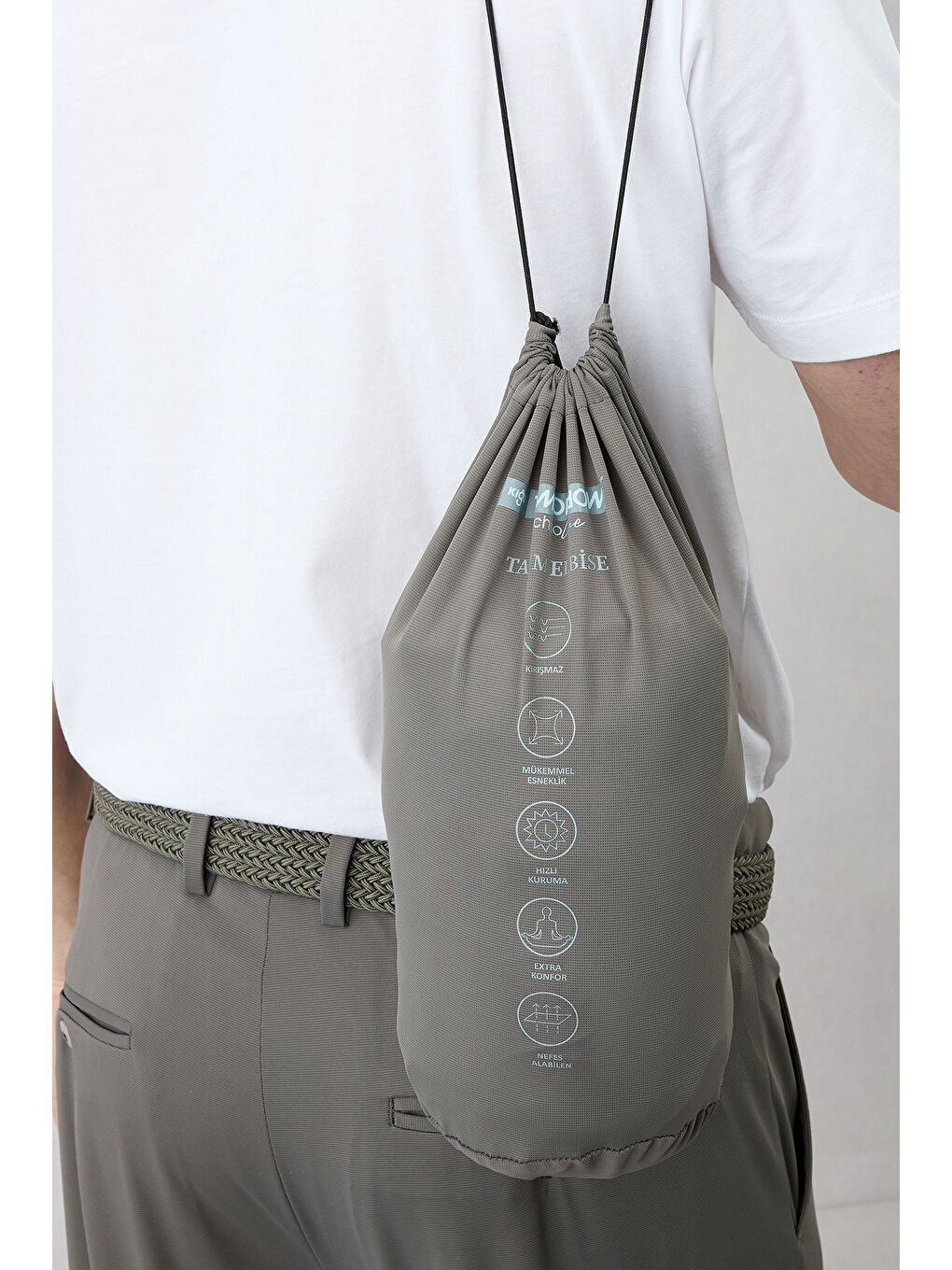 Gri Techno-Line 6 Drop Regular Fit Standart Kesim Beli Lastikli Esnek Çantalı Takım Elbise-9