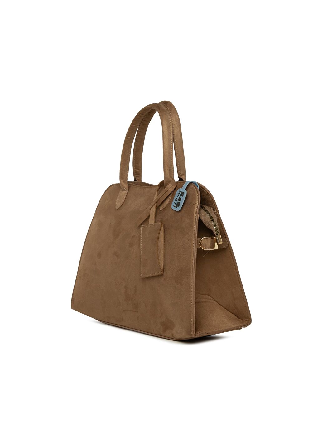 Bej Sallantı Detaylı Süet Tote Çanta-1