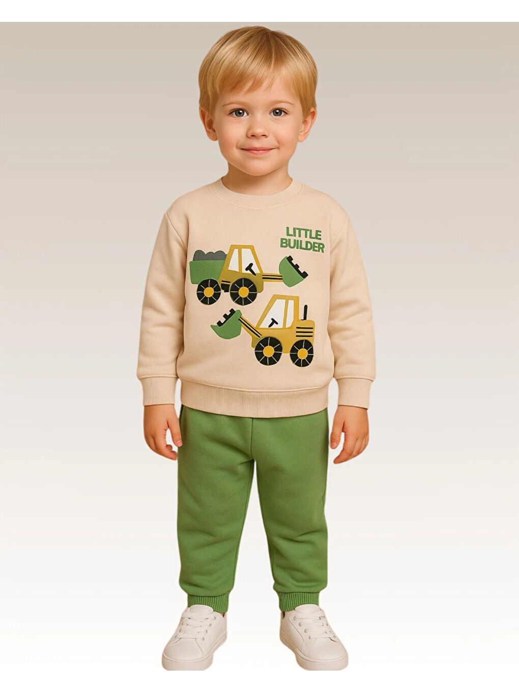 Haki Little Builder Baskılı Erkek Bebek Takım 20107