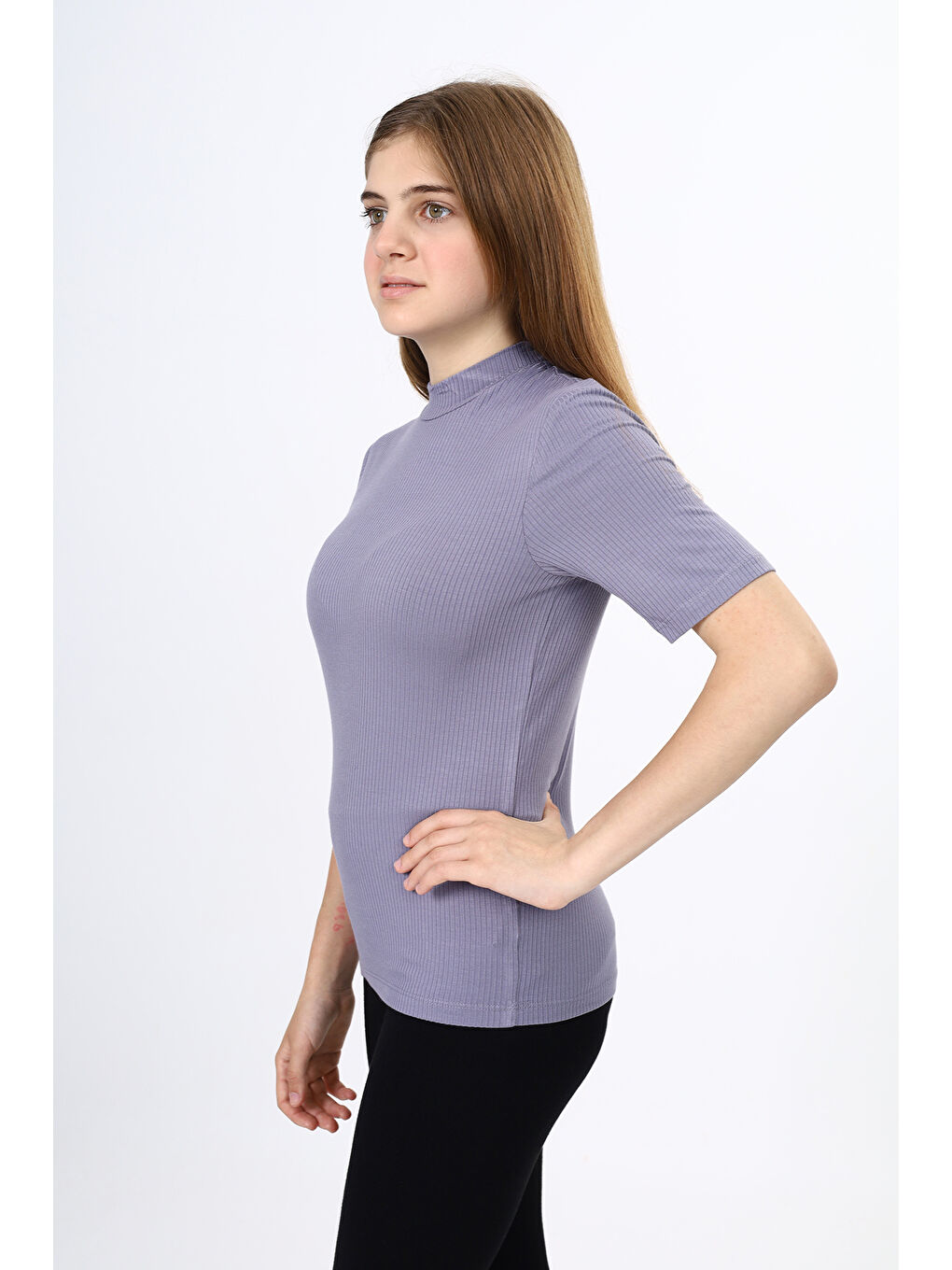 Gri Kız Çocuk Okul Tişört-1