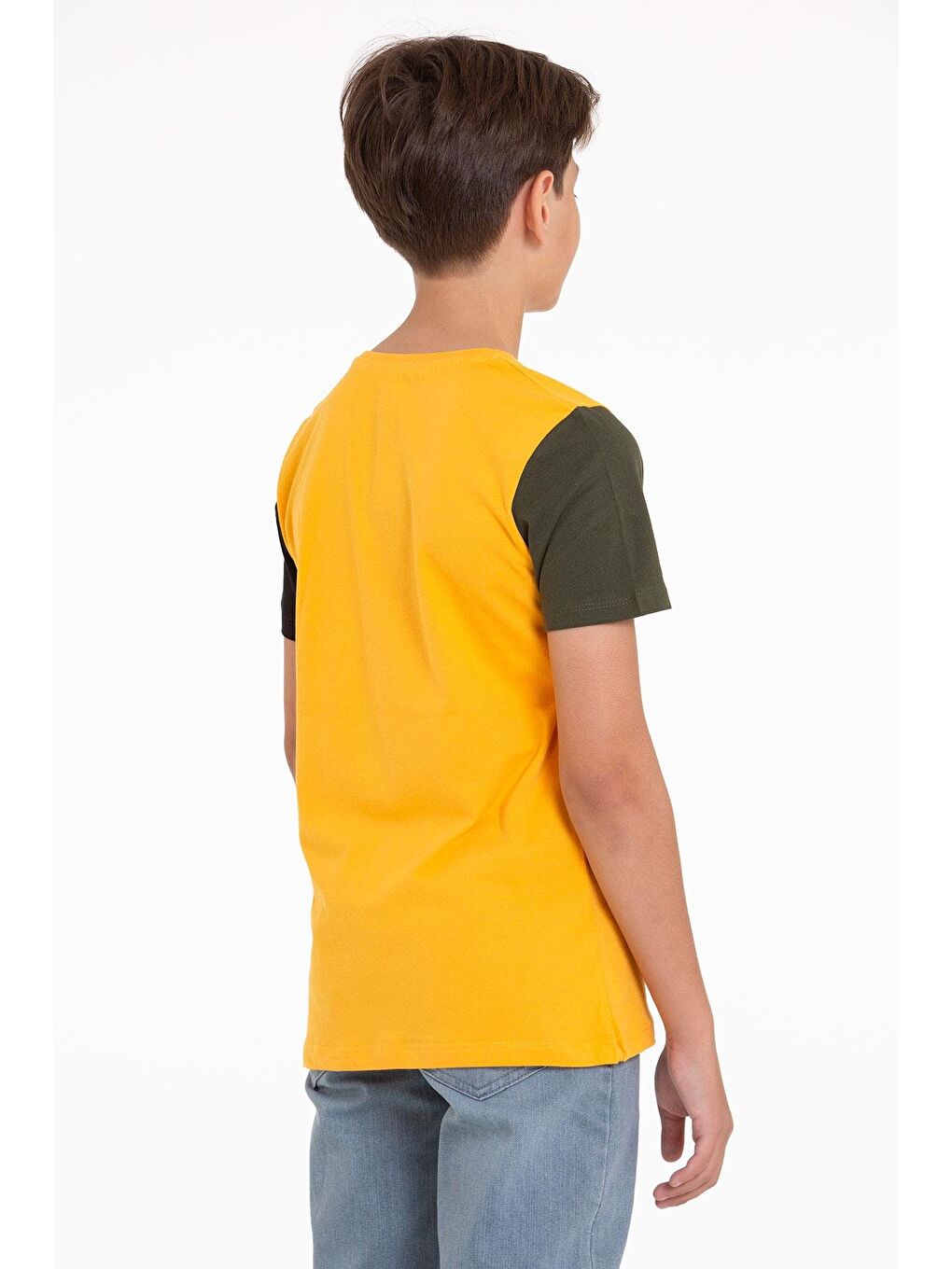 Sarı Kısa Kol Hardal Renk Erkek Çocuk Tshirt-4