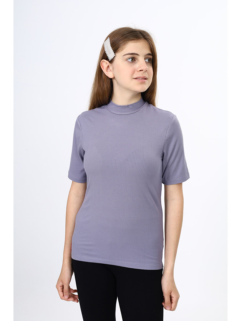 Gri Kız Çocuk Okul Tişört-3