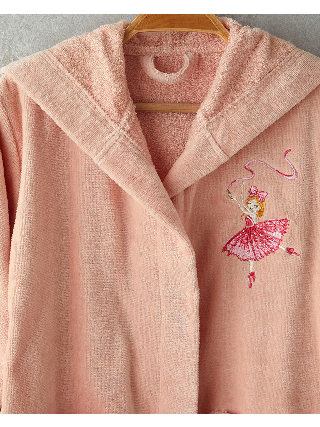 Ballerina Kadife Çocuk Bornoz 4-6 Yaş Pembe-2