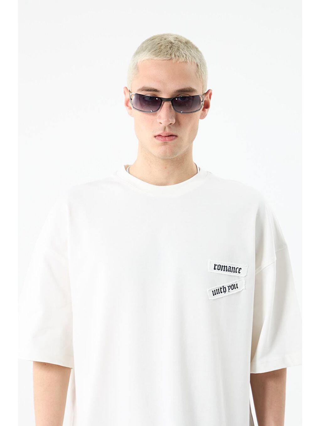 Bej Arka Baskılı Oversize Tişört Şeker Kasar-2