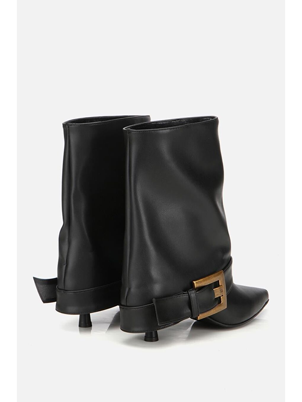 Kadın Siyah Pantolon Görünümlü Tokalı Topuklu Bot-2