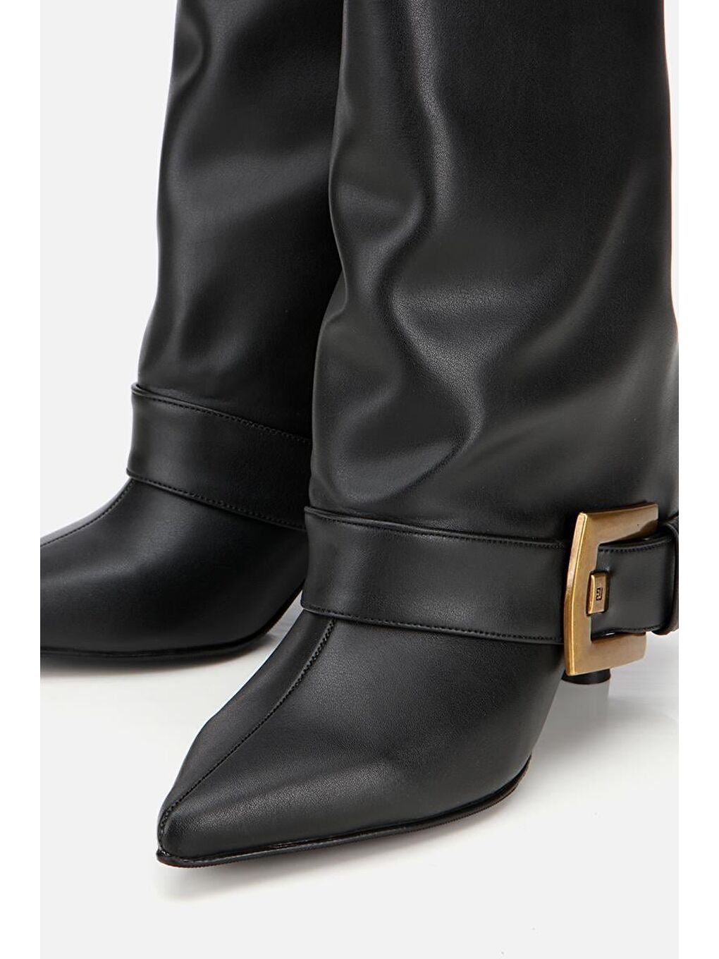 Kadın Siyah Pantolon Görünümlü Tokalı Topuklu Bot-3