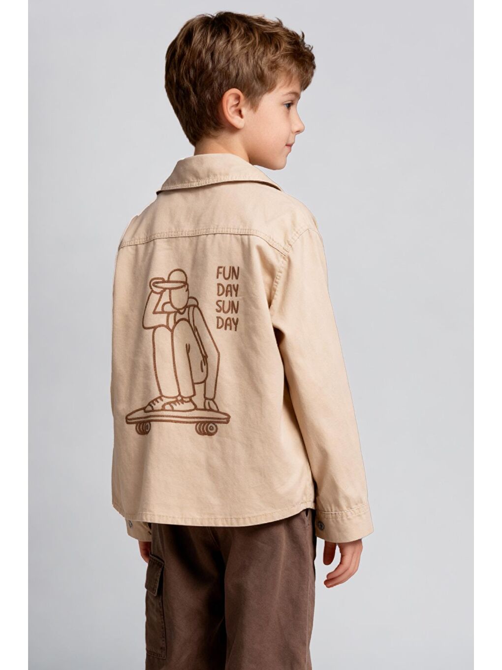 Karışık Erkek Çocuk Pamuklu Bej Ceketli 3 Parça Takım-2