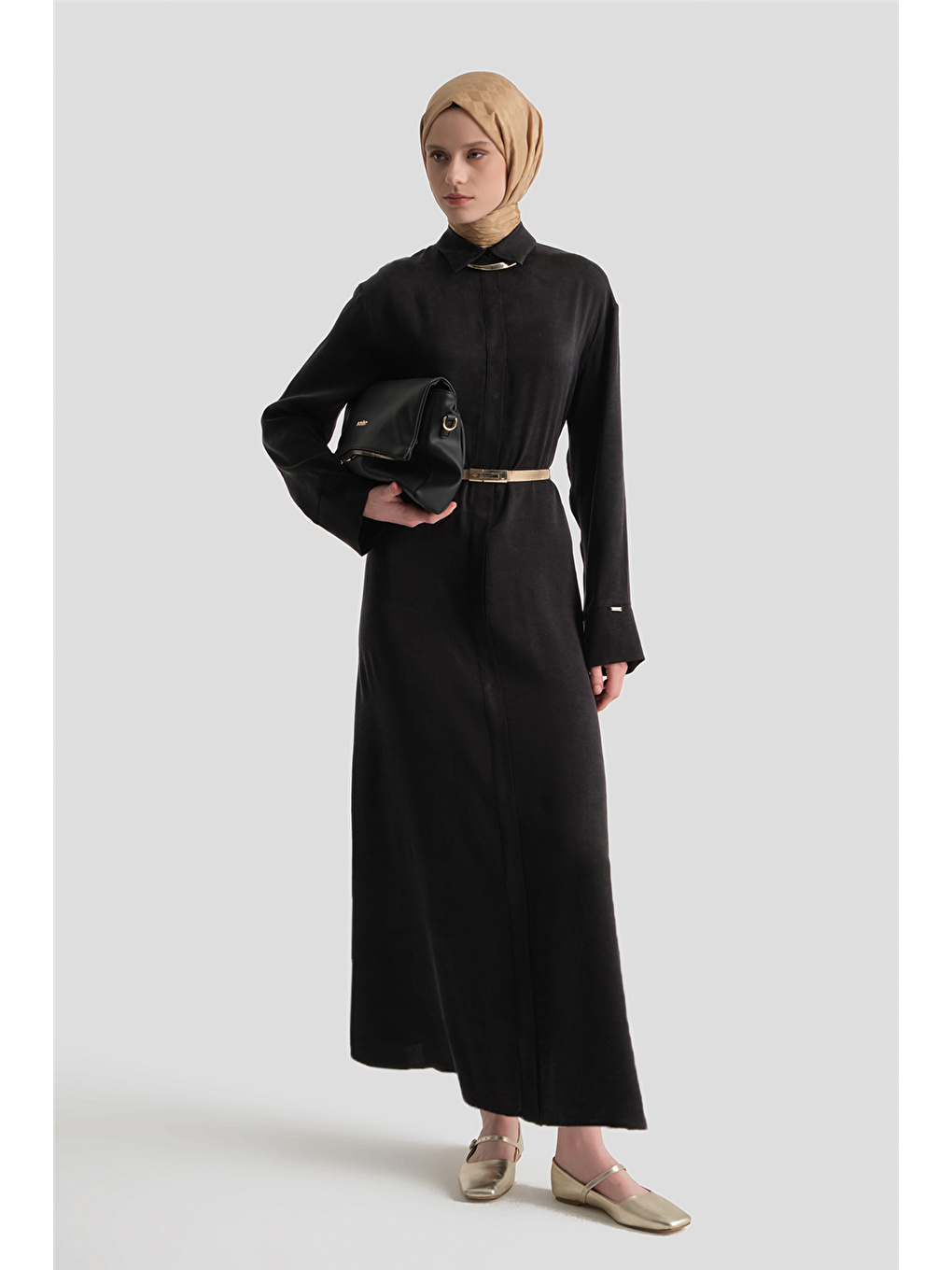 Kupra Gömlek Elbise Siyah-1