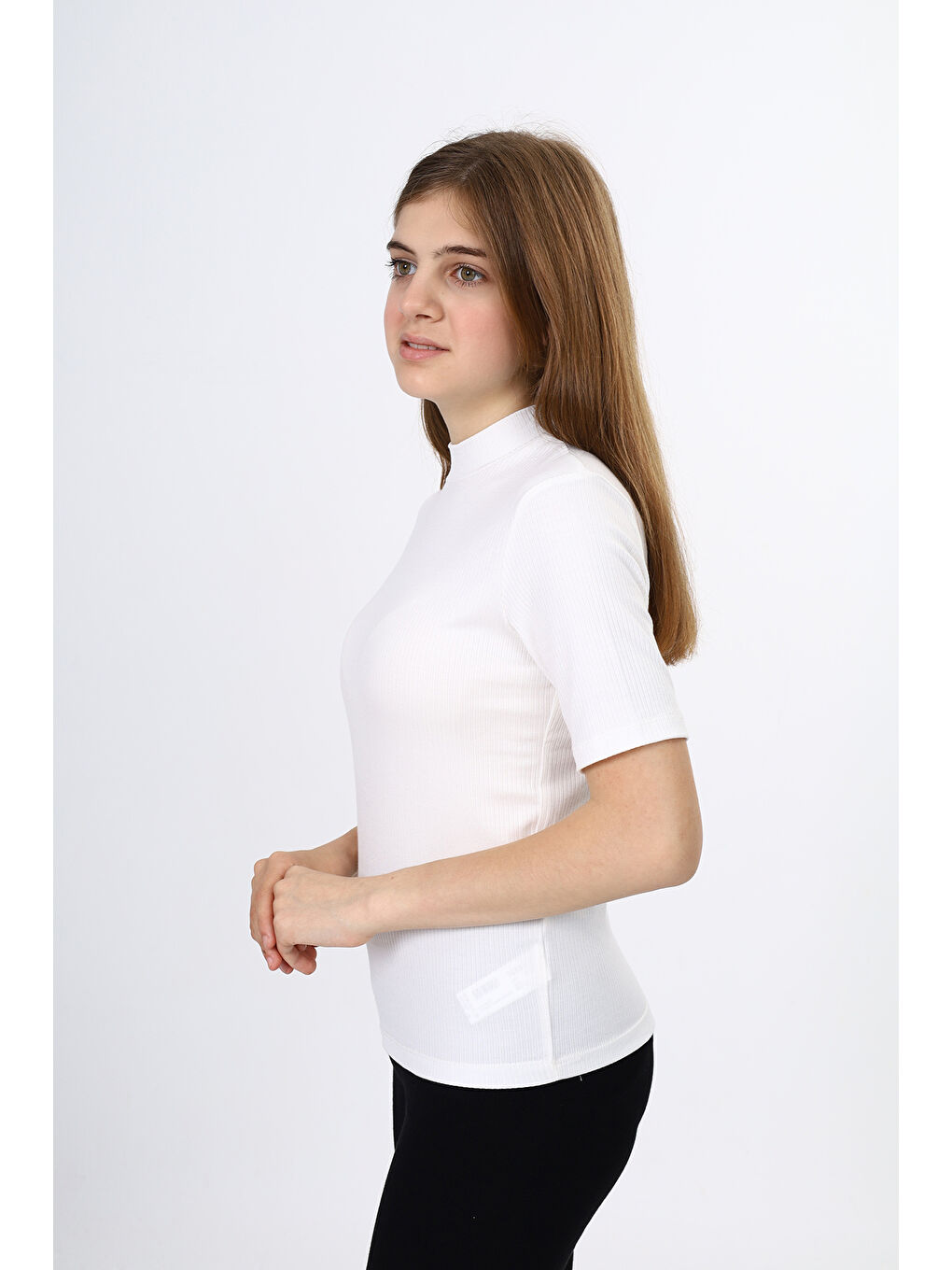 Ekru Kız Çocuk Okul Tişört-1