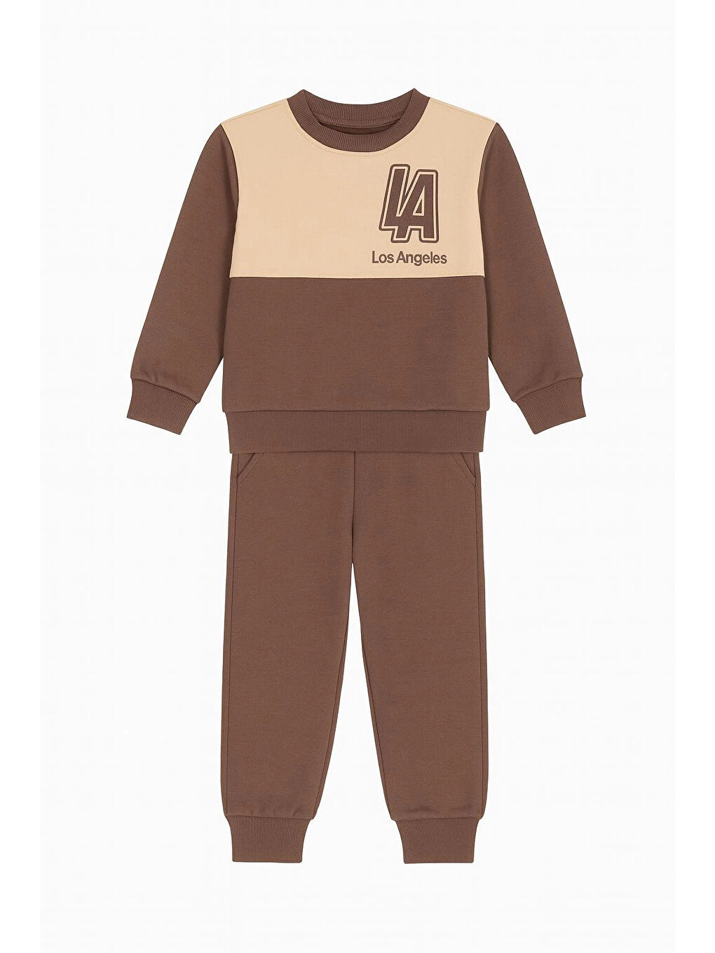 Bej LA Nakışlı Erkek Çocuk Takım 20409-1