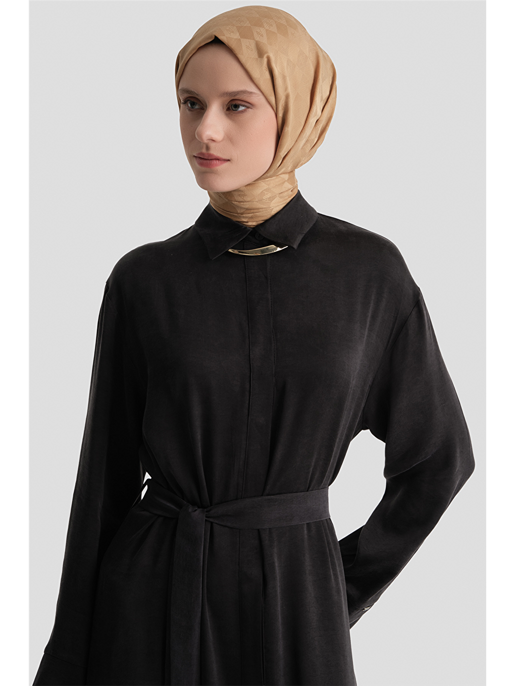 Kupra Gömlek Elbise Siyah-3