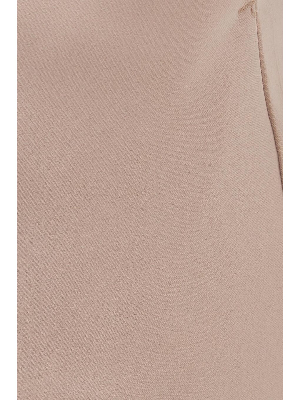 Bej Erkek Slim Fit Dar Kesim Lastikli Bel Bağcık Detaylı Pileli Taş Pantolon-5