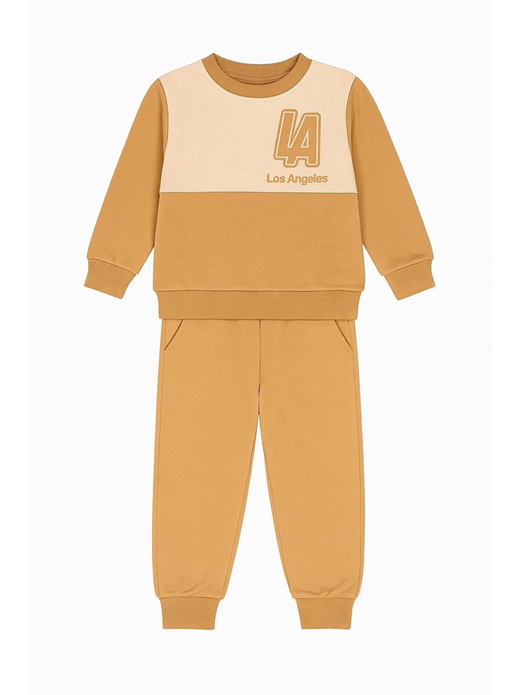 Kahverengi LA Nakışlı Erkek Çocuk Takım 20409