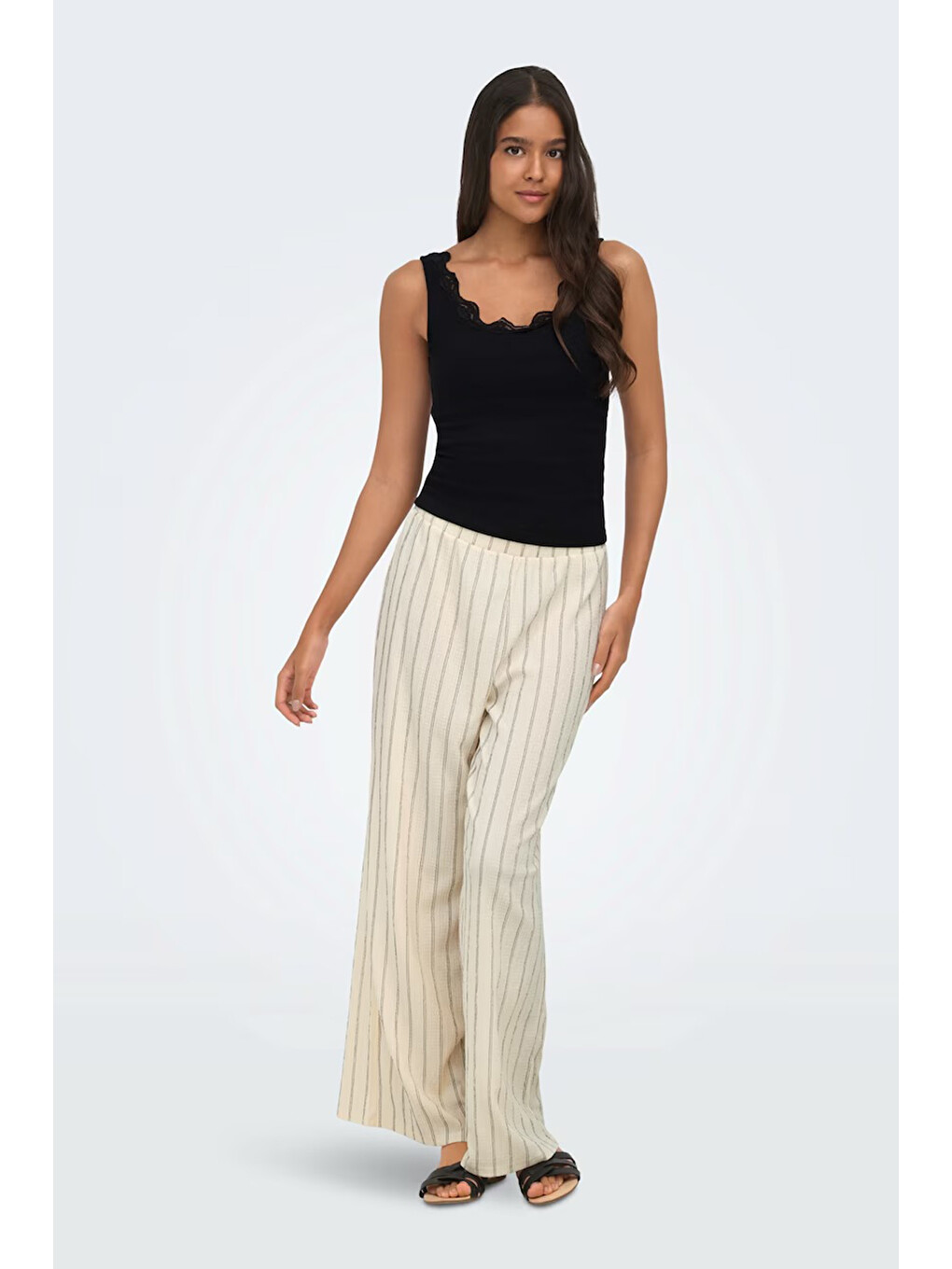 Bej Onlmıka Loose Fit Yüksek Bel Pantolon 15375289