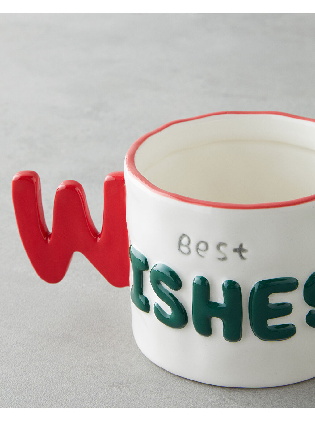Best Wishes Stoneware Kupa 400 ml Kırmızı - Yeşil-1