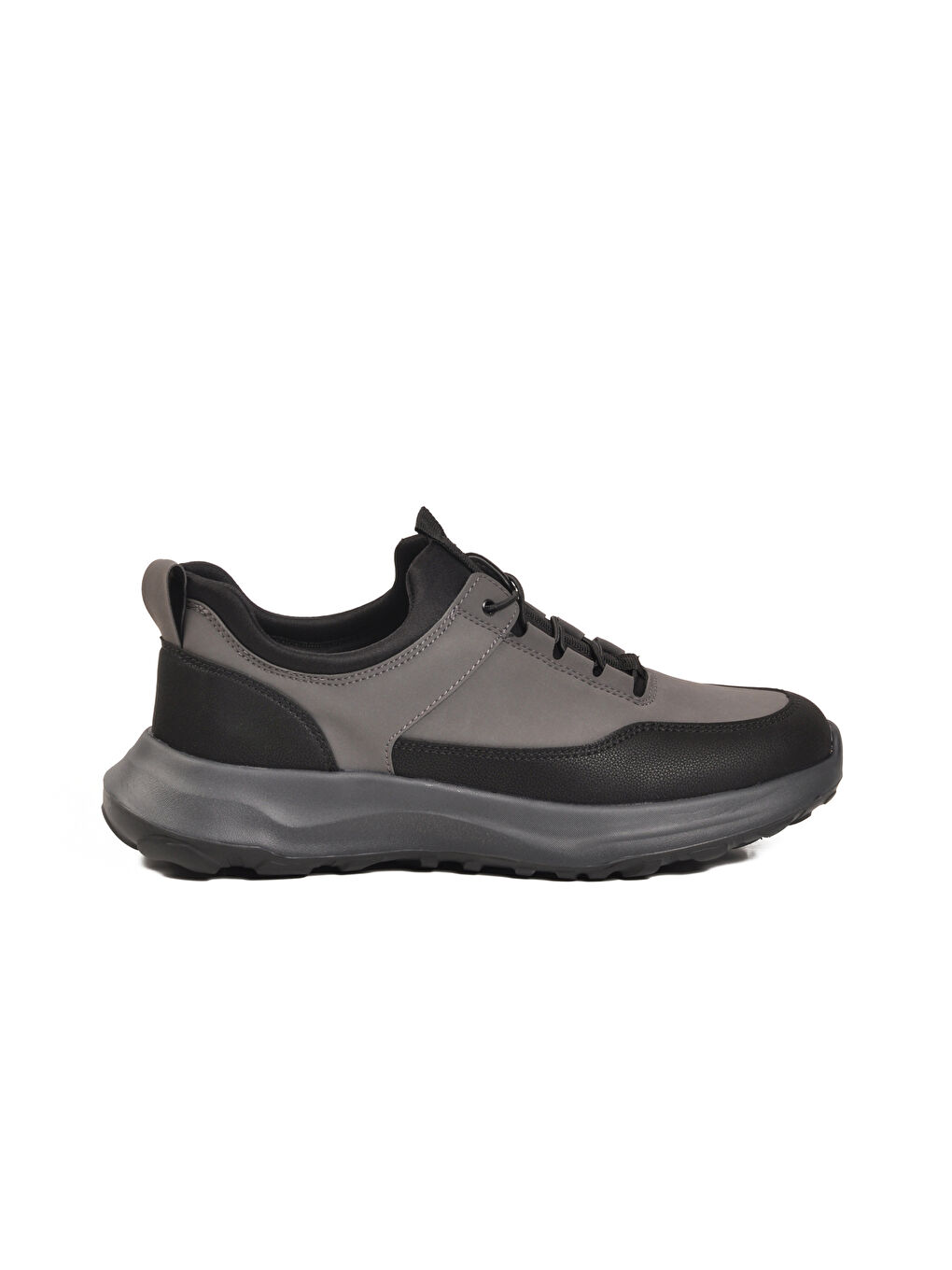 Gri Füme Elastik Bağcıklı Hafif Cilt Erkek Casual Ayakkabı 460 M-1