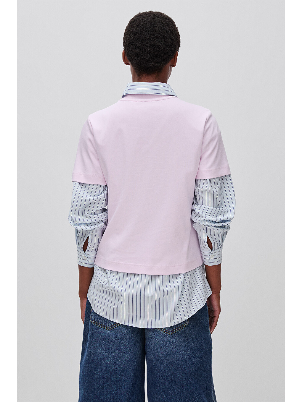 Kadın Lila %100 Pamuk İşlemeli Boxy Kısa Kollu T-shirt-1