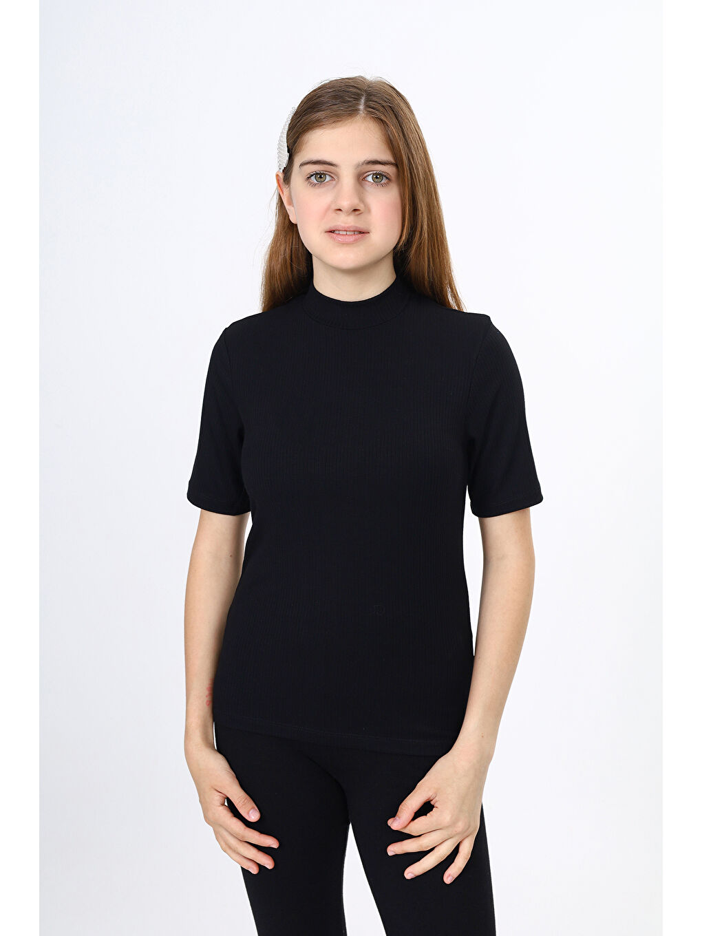 Siyah Kız Çocuk Okul Tişört-3
