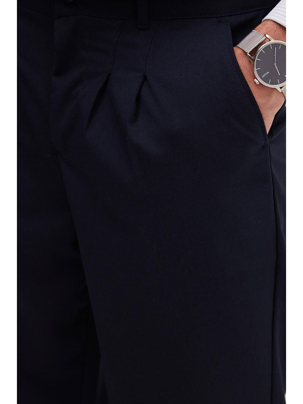 Erkek Regular Fit Klasik Kesim Normal Bel Geniş Paça Lacivert Pantolon-2