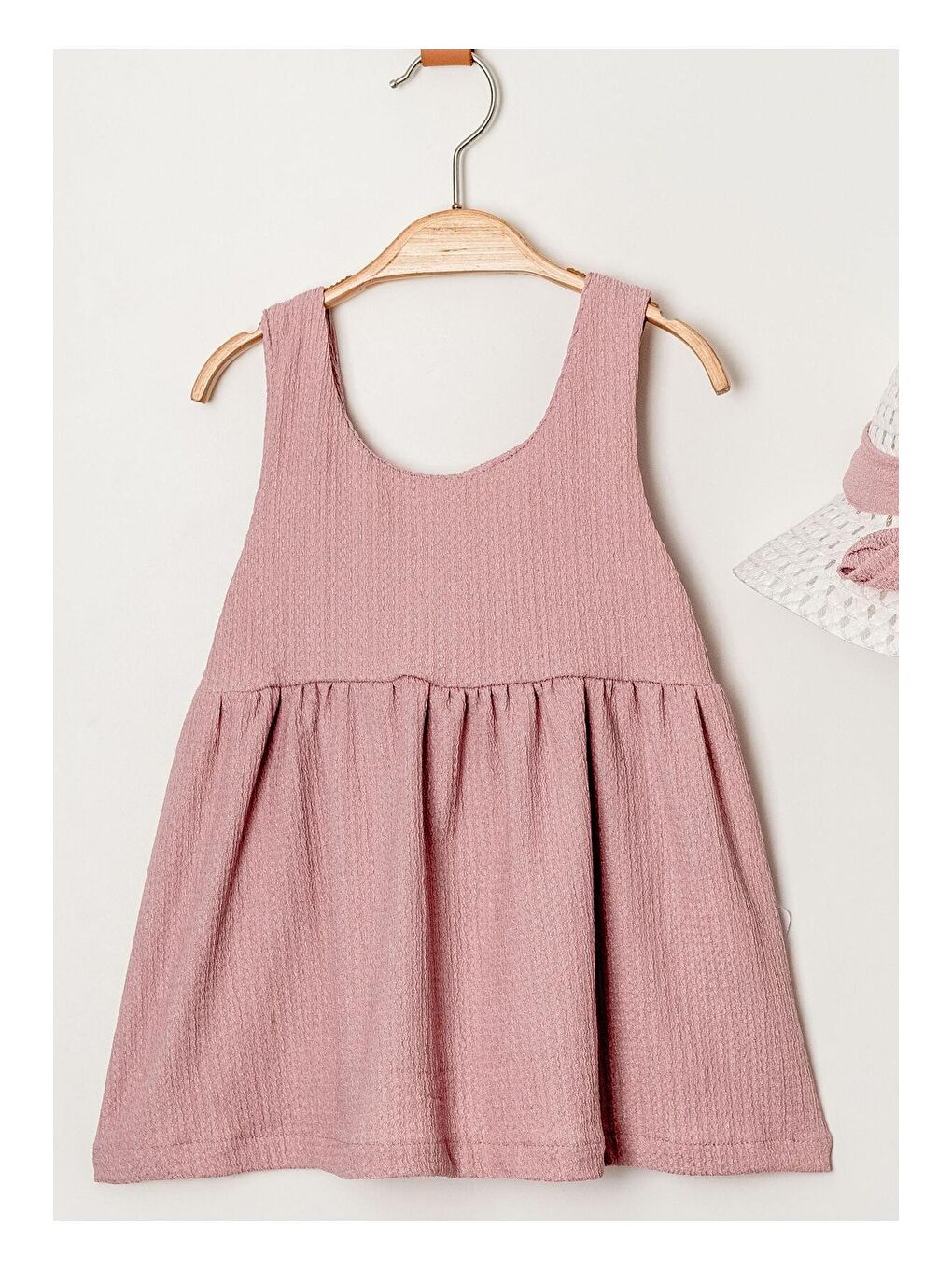 Pembe Tatlı Fitilli Şapkalı Fiyonklu Kız Bebek Elbisesi-3