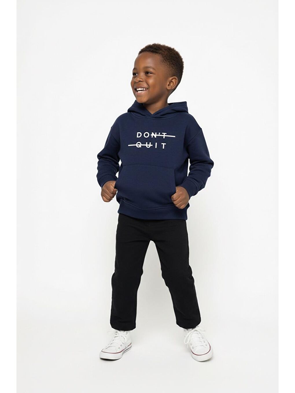 Lacivert Kapüşonlu Kanguru Sweat-1