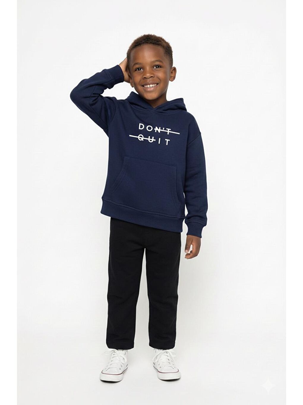 Lacivert Kapüşonlu Kanguru Sweat-2