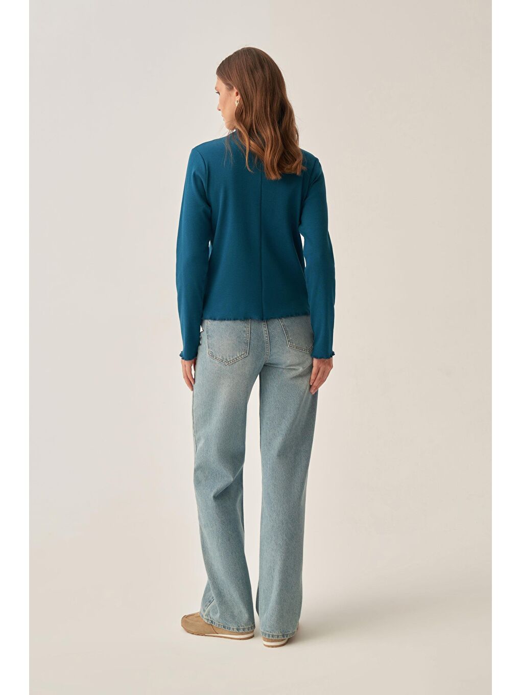 Petrol-Dik Yaka Uzun Kollu Body-3