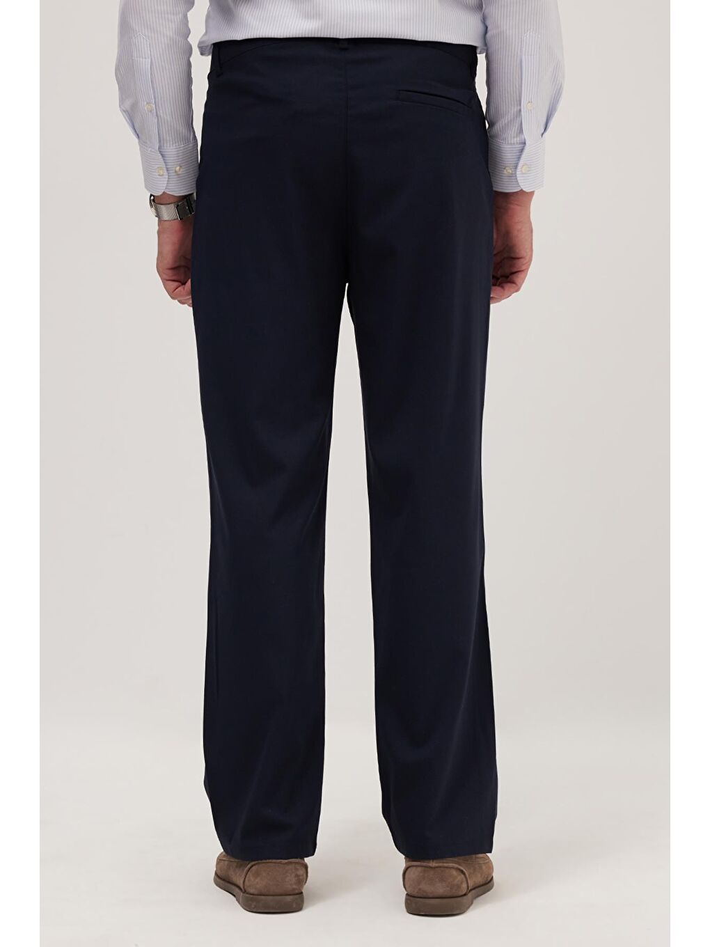 Erkek Regular Fit Klasik Kesim Normal Bel Geniş Paça Lacivert Pantolon-6
