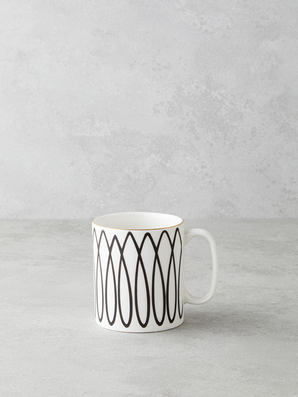 White Angles Bone Porselen Kupa 290 ml Siyah-Beyaz-Gold
