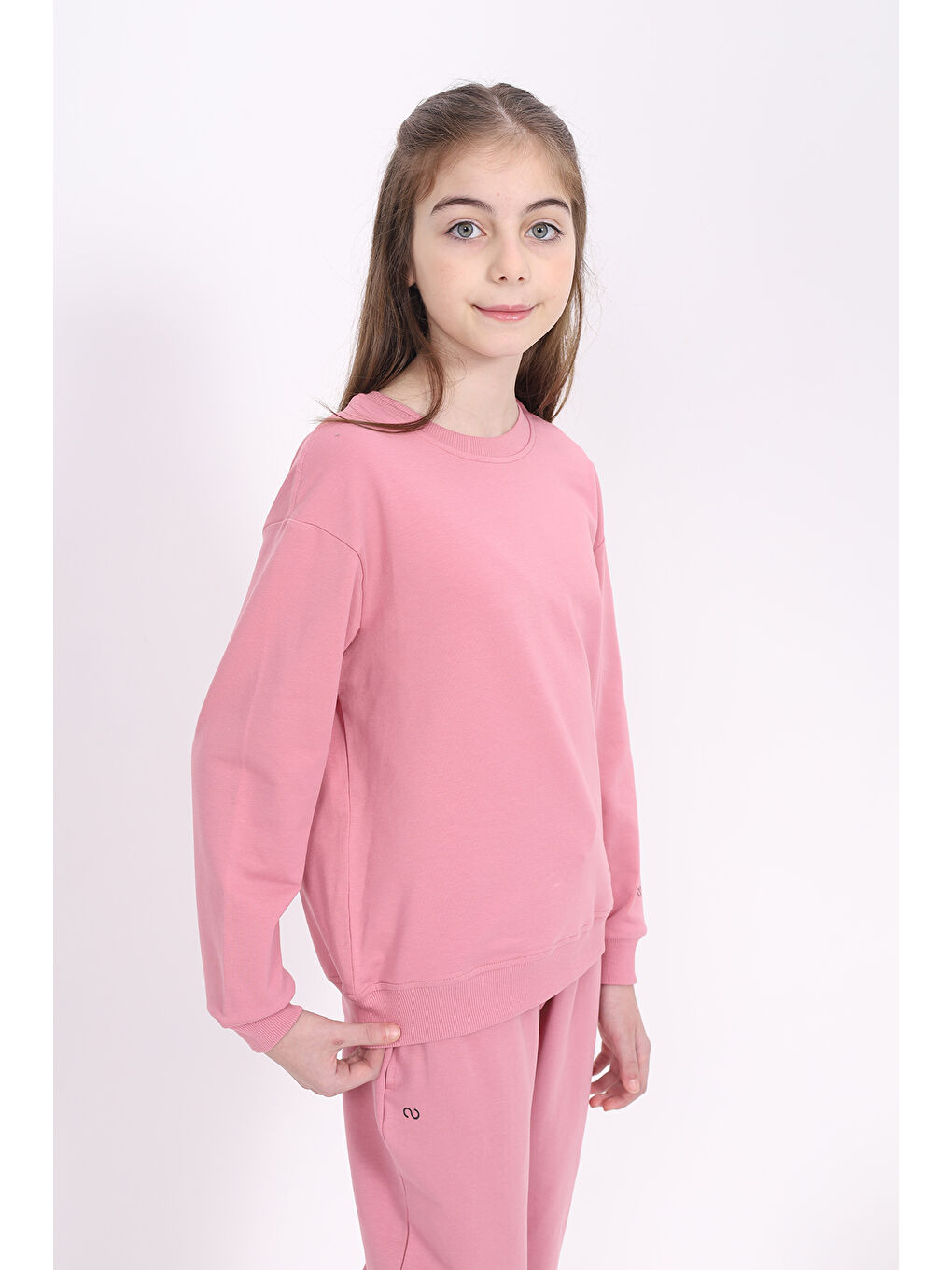 Pembe Kız Çocuk Baskılı Sweatshirt-1