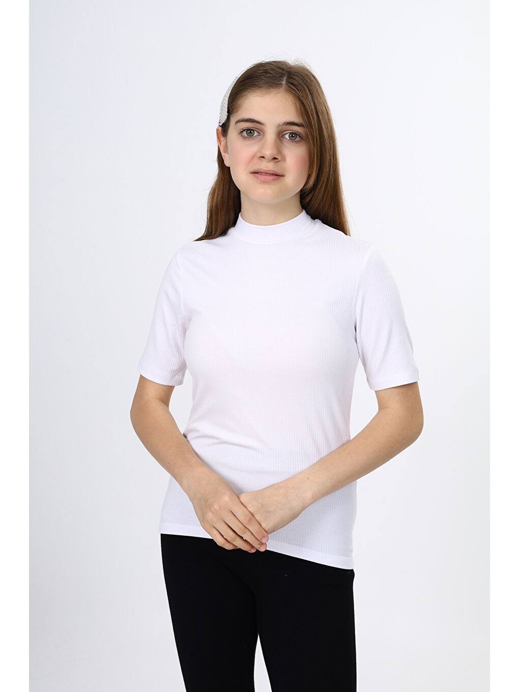 Beyaz Kız Çocuk Okul Tişört-3