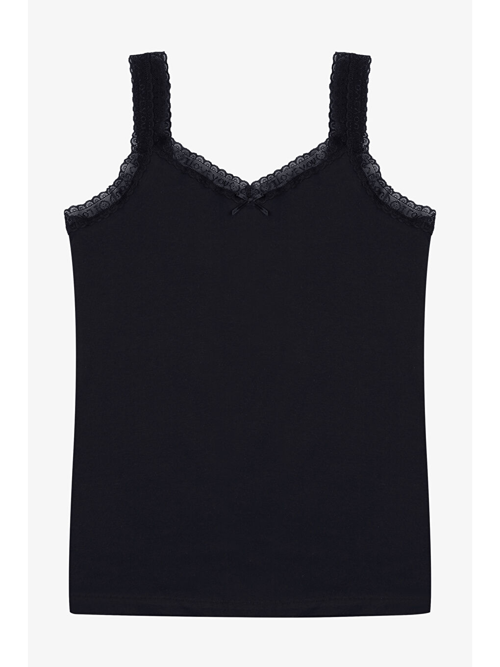 Siyah Kadın Pamuklu 2’li Kol Yaka Dantelli Geniş Askılı Atlet-1