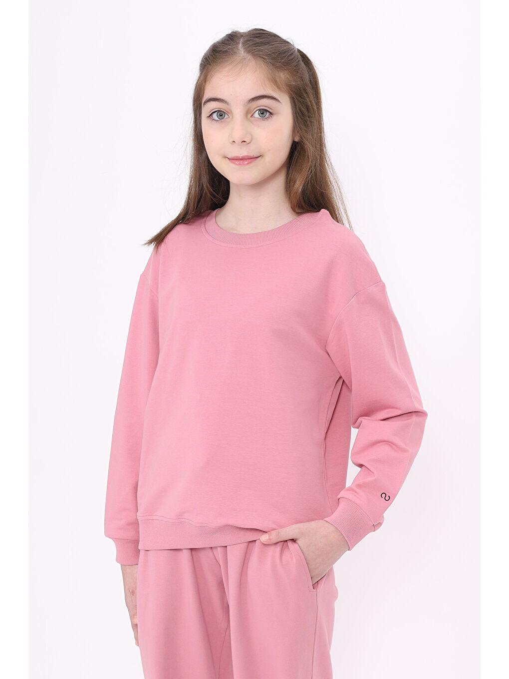 Pembe Kız Çocuk Baskılı Sweatshirt-3