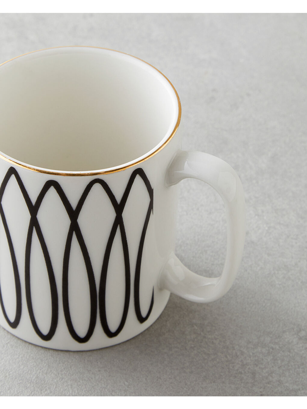 White Angles Bone Porselen Kupa 290 ml Siyah-Beyaz-Gold-1