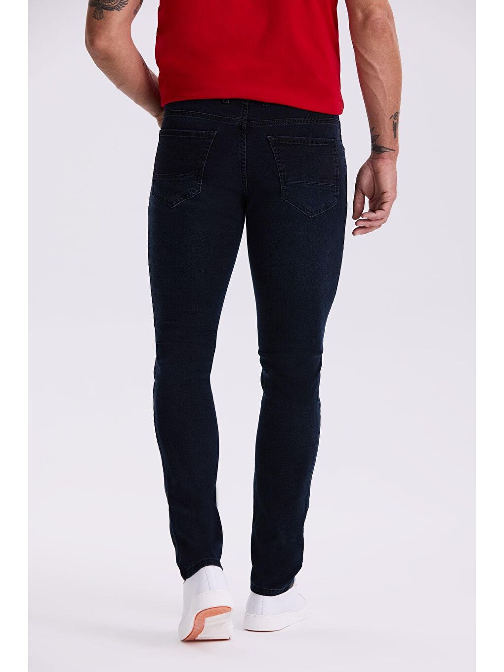 Lacivert Slim Fit Yıkamalı Pamuklu Dar Kalıp Jean Pantolon-3