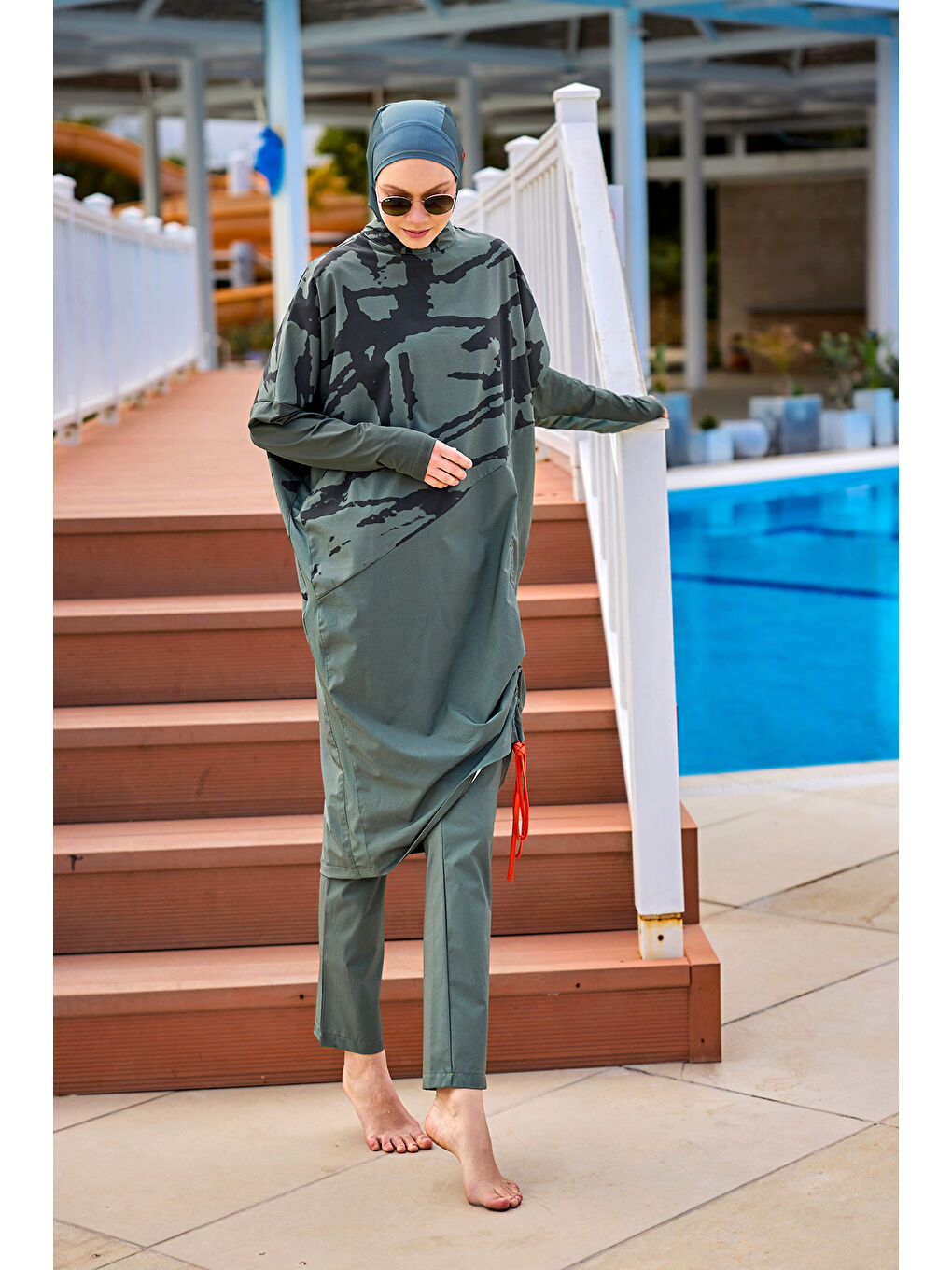 Tam Kapalı Tesettür Mayo M2516 Haki-2