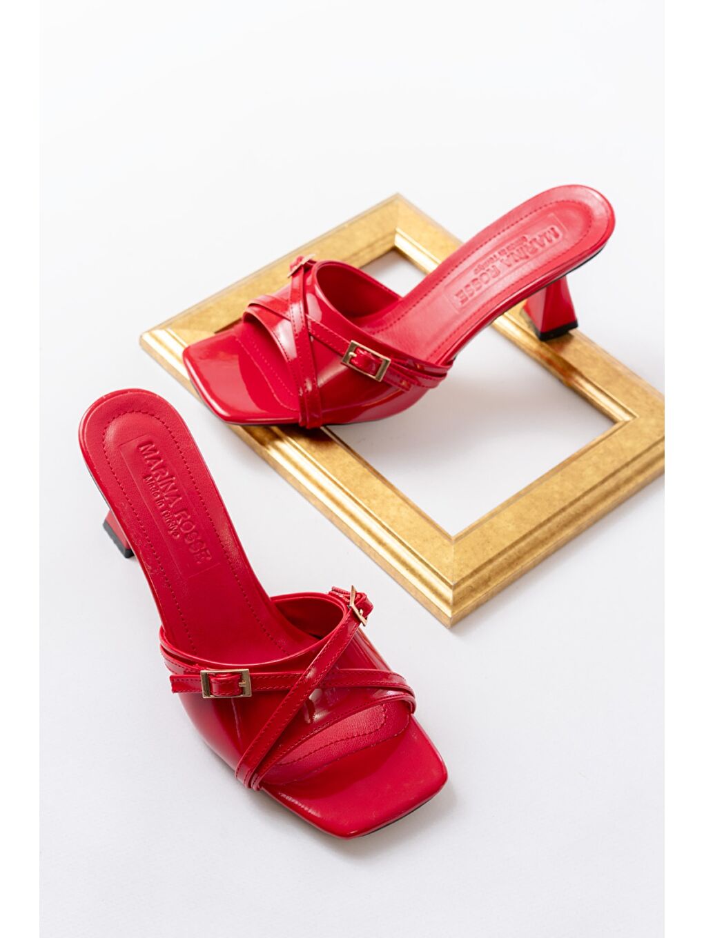 Kadın Larmina Kırmızı Rugan Klasik Topuklu Terlik-2