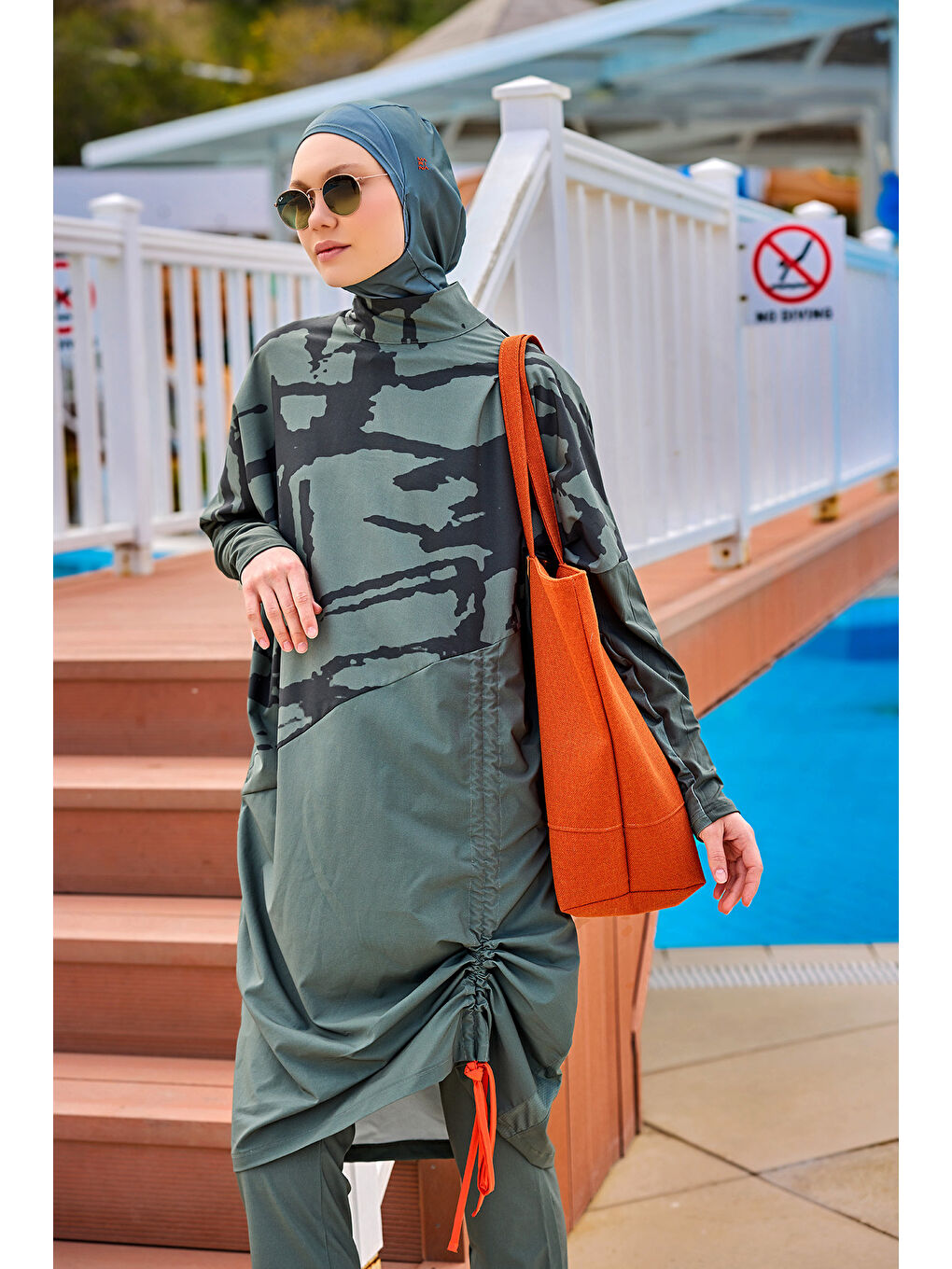 Tam Kapalı Tesettür Mayo M2516 Haki-3
