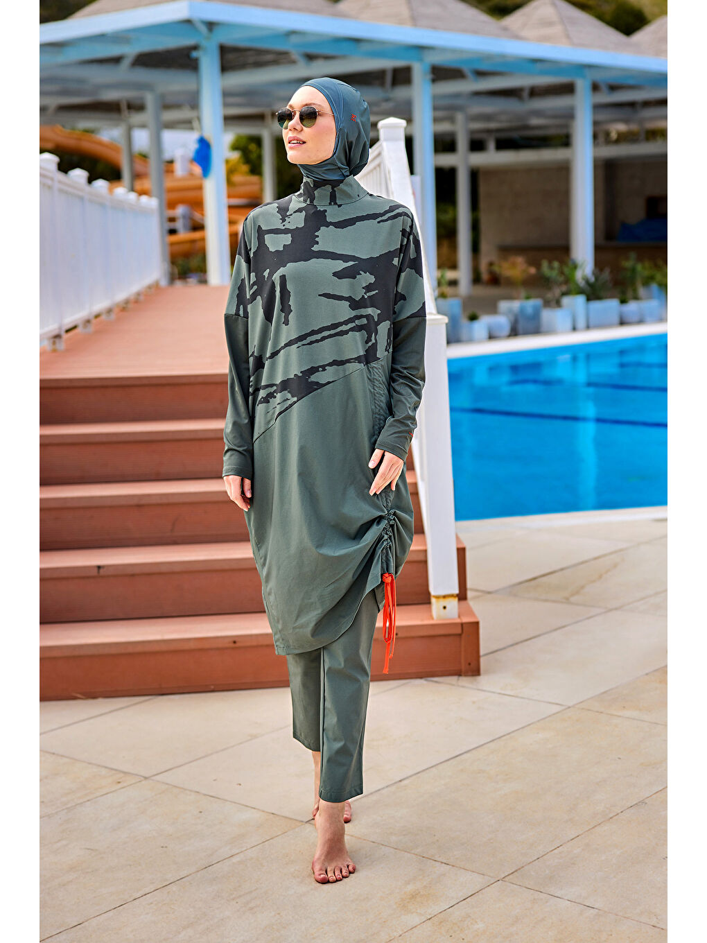 Tam Kapalı Tesettür Mayo M2516 Haki-4