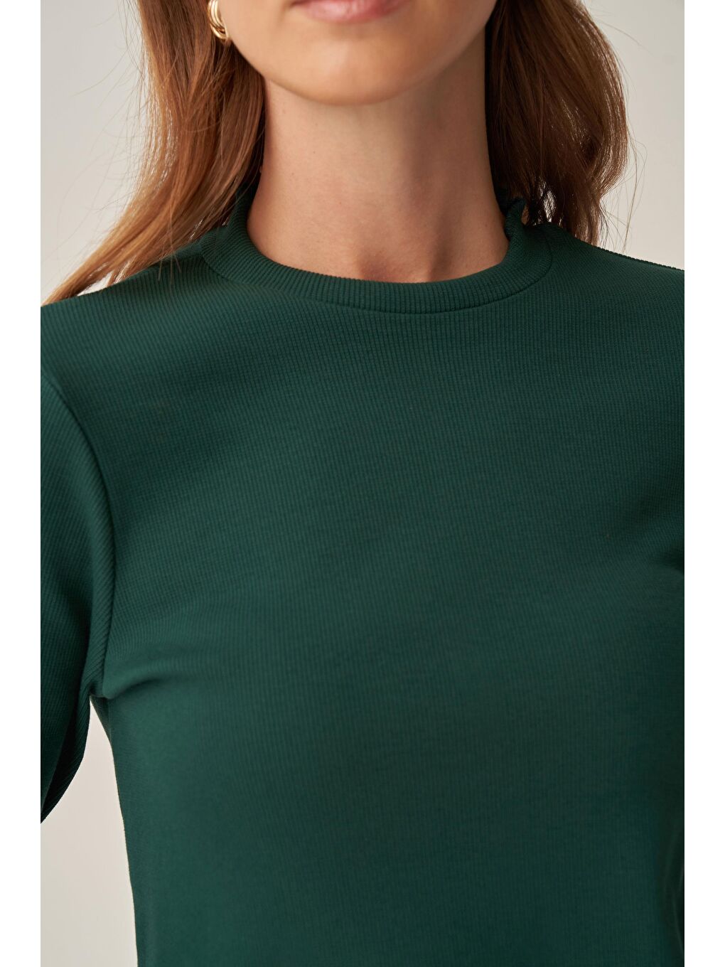 Yeşil Zümrüt-Dik Yaka Uzun Kollu Body-4