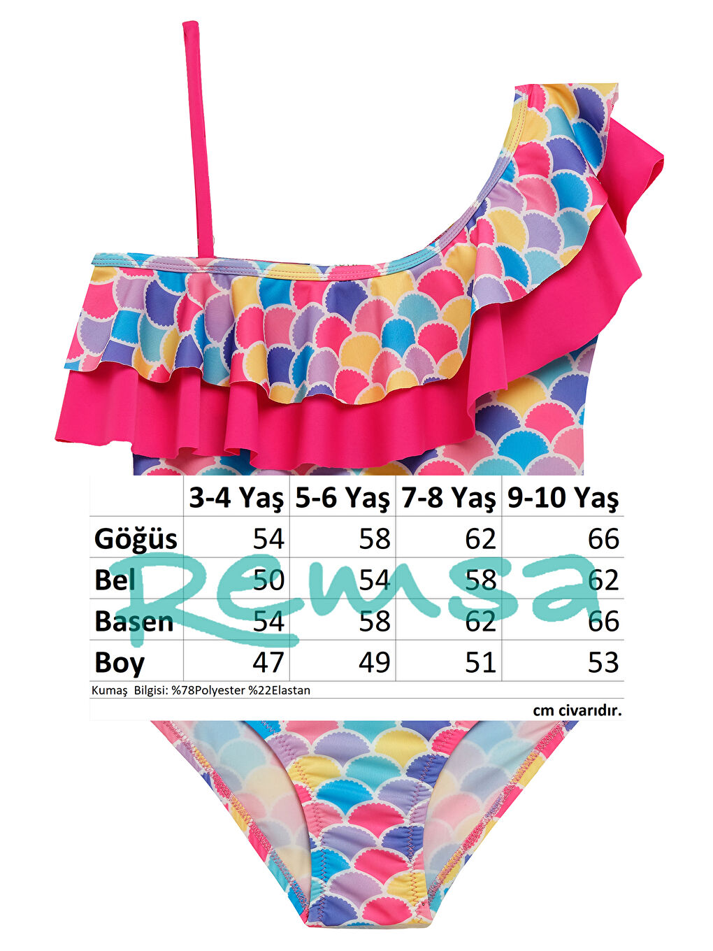 UV Korumalı Askılı Mayo Kız Çocuk Yüzücü Mayo 5220 Pembe03-2