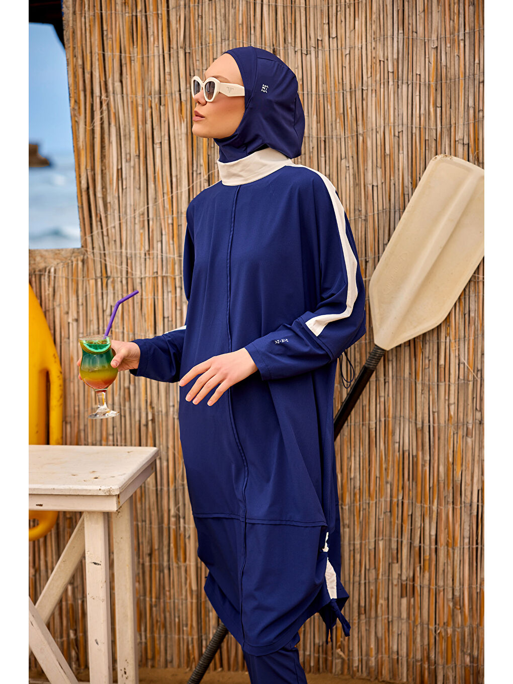 Tam Kapalı Tesettür Mayo M2521-2 Lacivert-1