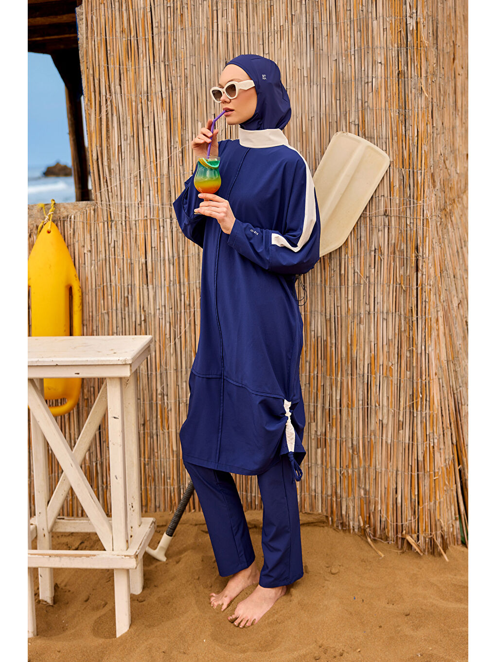 Tam Kapalı Tesettür Mayo M2521-2 Lacivert-2