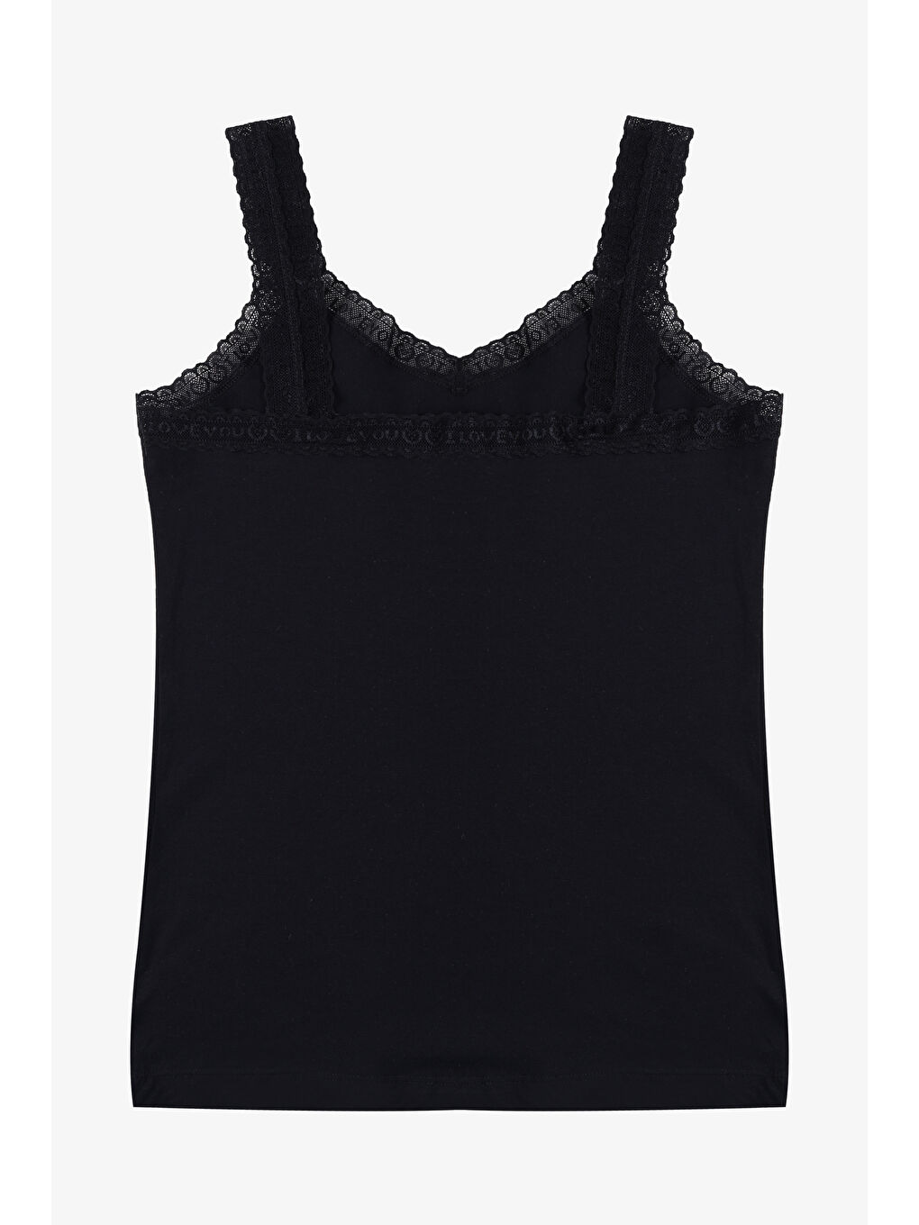 Siyah Kadın Pamuklu 2’li Kol Yaka Dantelli Geniş Askılı Atlet-3