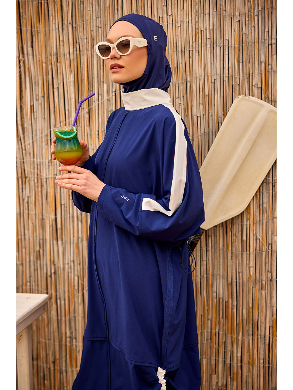 Tam Kapalı Tesettür Mayo M2521-2 Lacivert-3