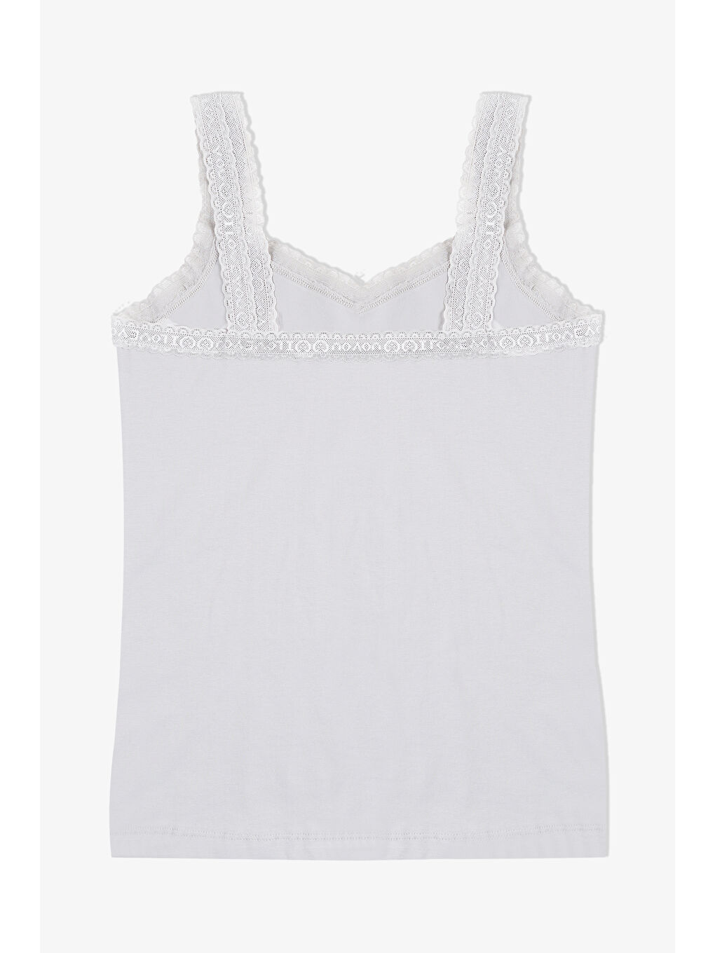 Beyaz Kadın Pamuklu 2’li Kol Yaka Dantelli Geniş Askılı Atlet-1