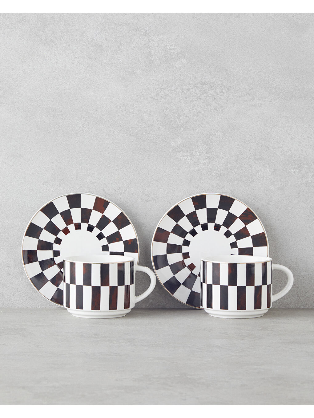 Emberly New Bone China 4 Parça 2 Kişilik Çay Fincanı Takımı 230 ml Kahverengi-1